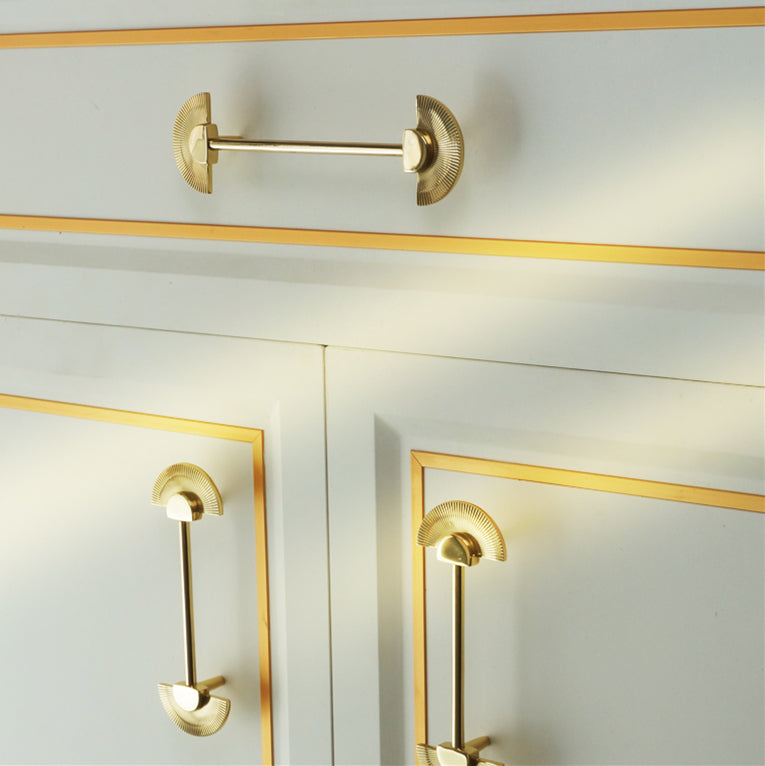 Gold Brass Scalloped Wardrobe Cabinet Pulls