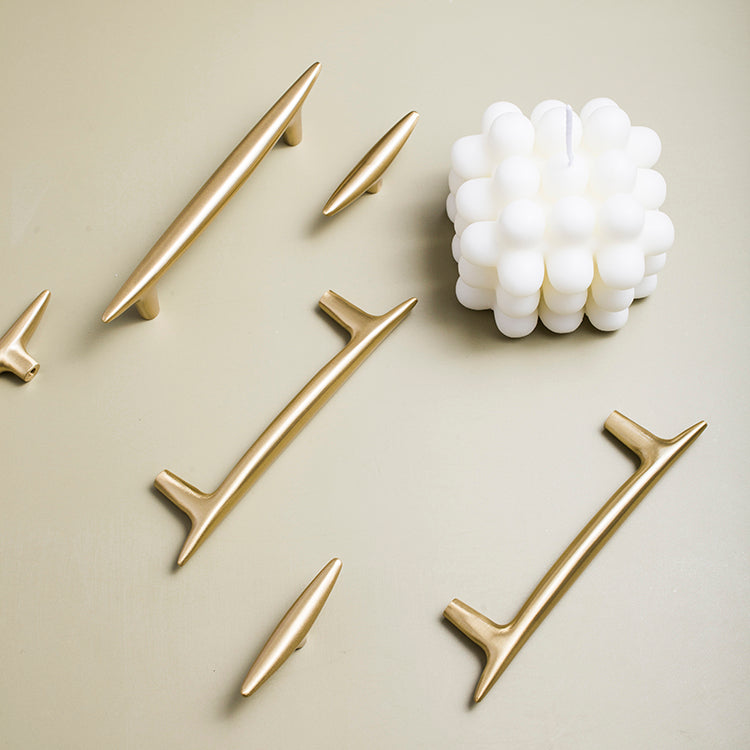 Modernist Soild Gold Brass Cabinet Handles And Kitchen Cupboard Knobs