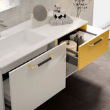 Polished Brass and Leather Cabinet Handles