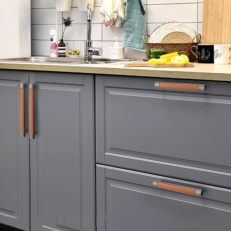 Retro Brown Leather Drawer Handles