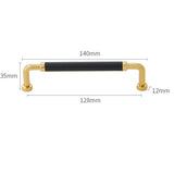 Polished Brass and Leather Cabinet Handles
