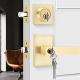 Square Contemporary Entry Door Handleset with Deadbolt