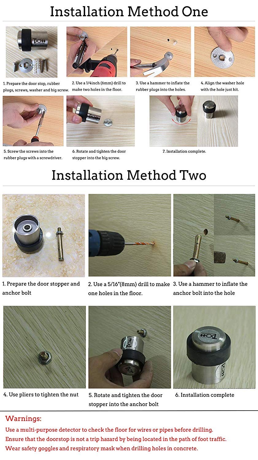 Stainless Steel Modern Decorative Rubber Bumper Door Holder Solid Heavy Duty Cylinder Doorstop