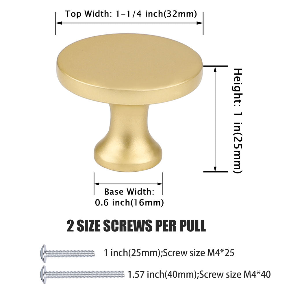 Gold Round Bathroom Cabinet Drawer Knobs