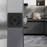 Black Rounded-Corner Square Sliding Pocket Door Lock
