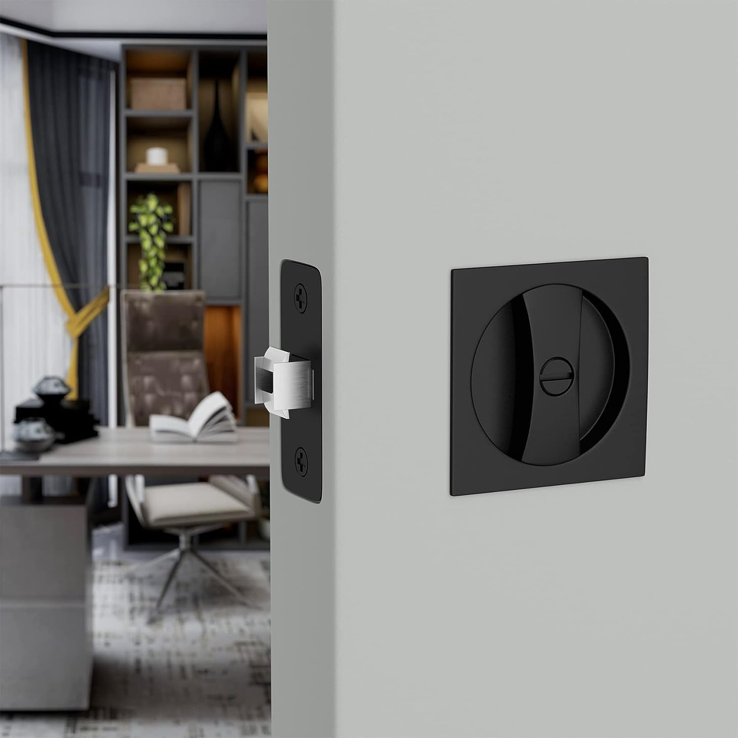 Square Keyless Pocket Door Lock with Indicator