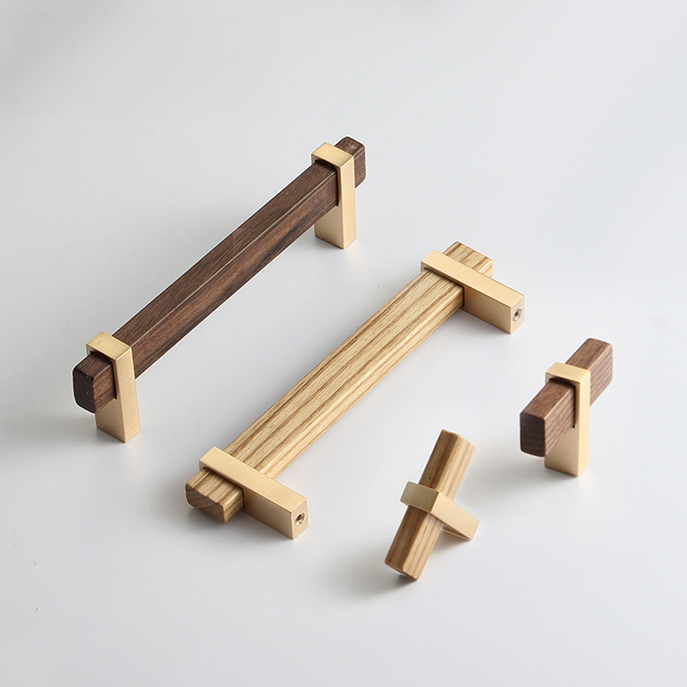 Square Wooden Walnut Kitchen Cabinet Handle