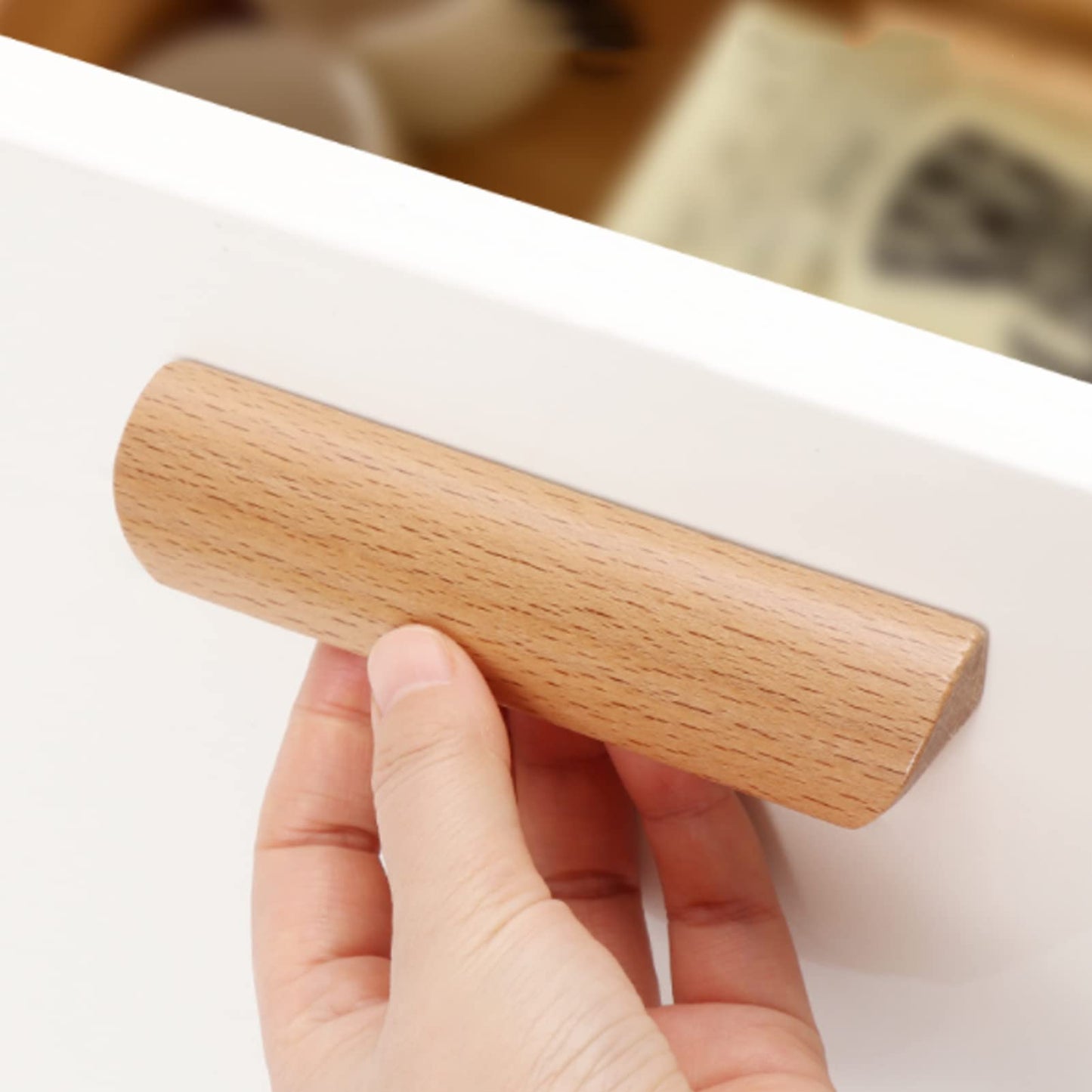 Morden Solid Wood Cabinet Drawer Pulls Wardrobe Handles Knobs for Home