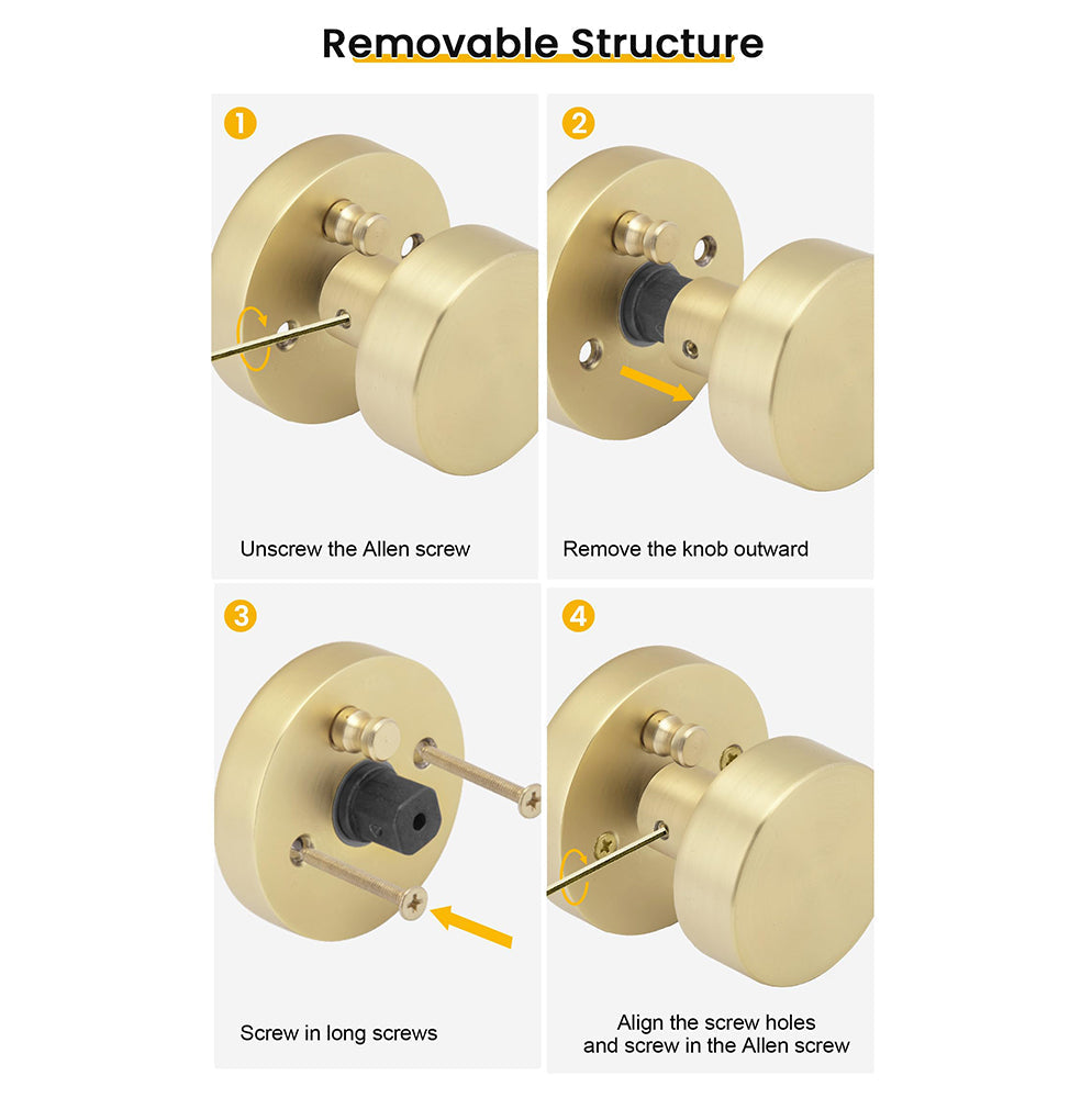Heavy Duty Zinc Alloy Indoor Rounded Bathroom Door knobs