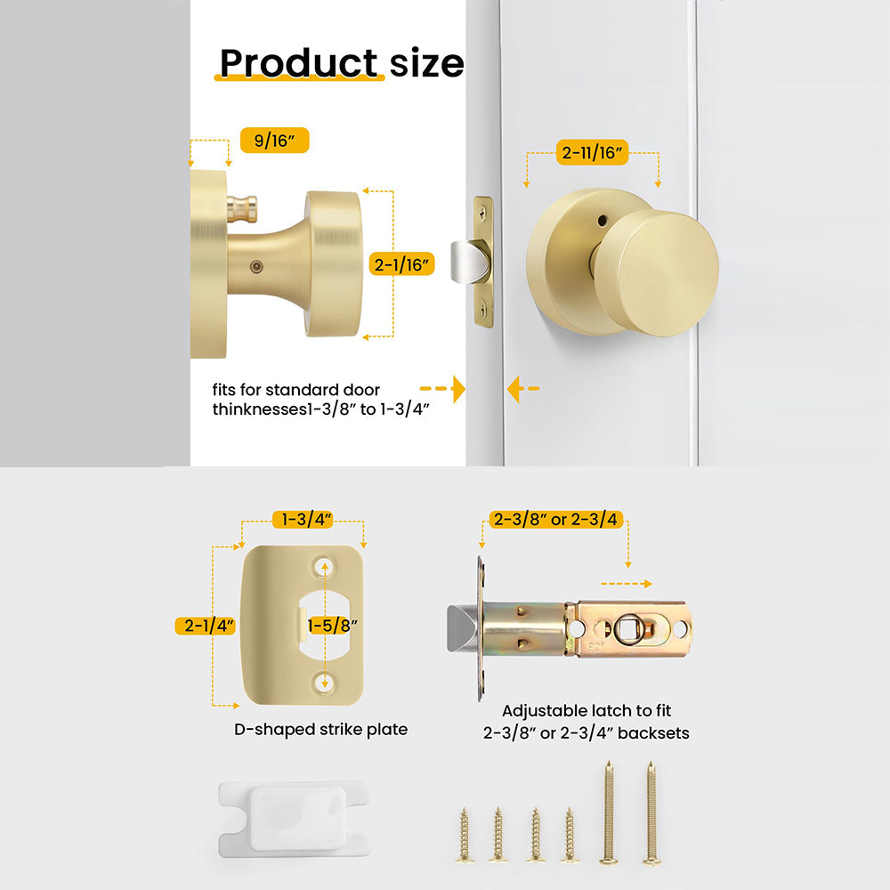 Heavy Duty Zinc Alloy Indoor Rounded Bathroom Door knobs