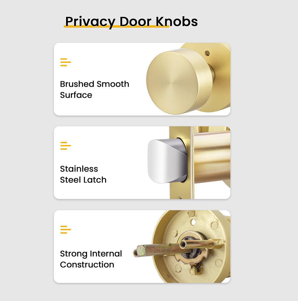 Heavy Duty Zinc Alloy Indoor Rounded Bathroom Door knobs
