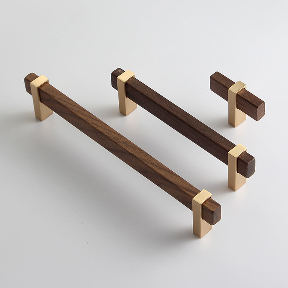 Square Wooden Walnut Kitchen Cabinet Handle