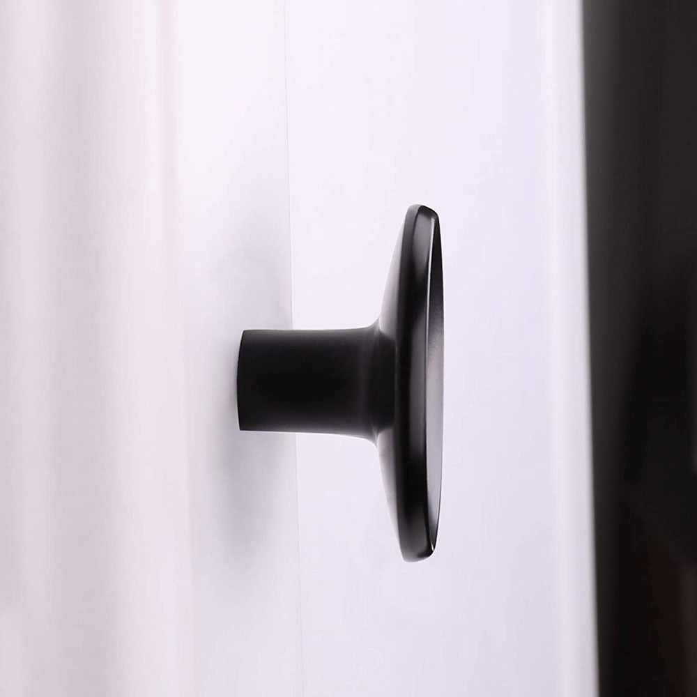 Black Round Drawer Knobs Solid For Kitchen Cabinets Door