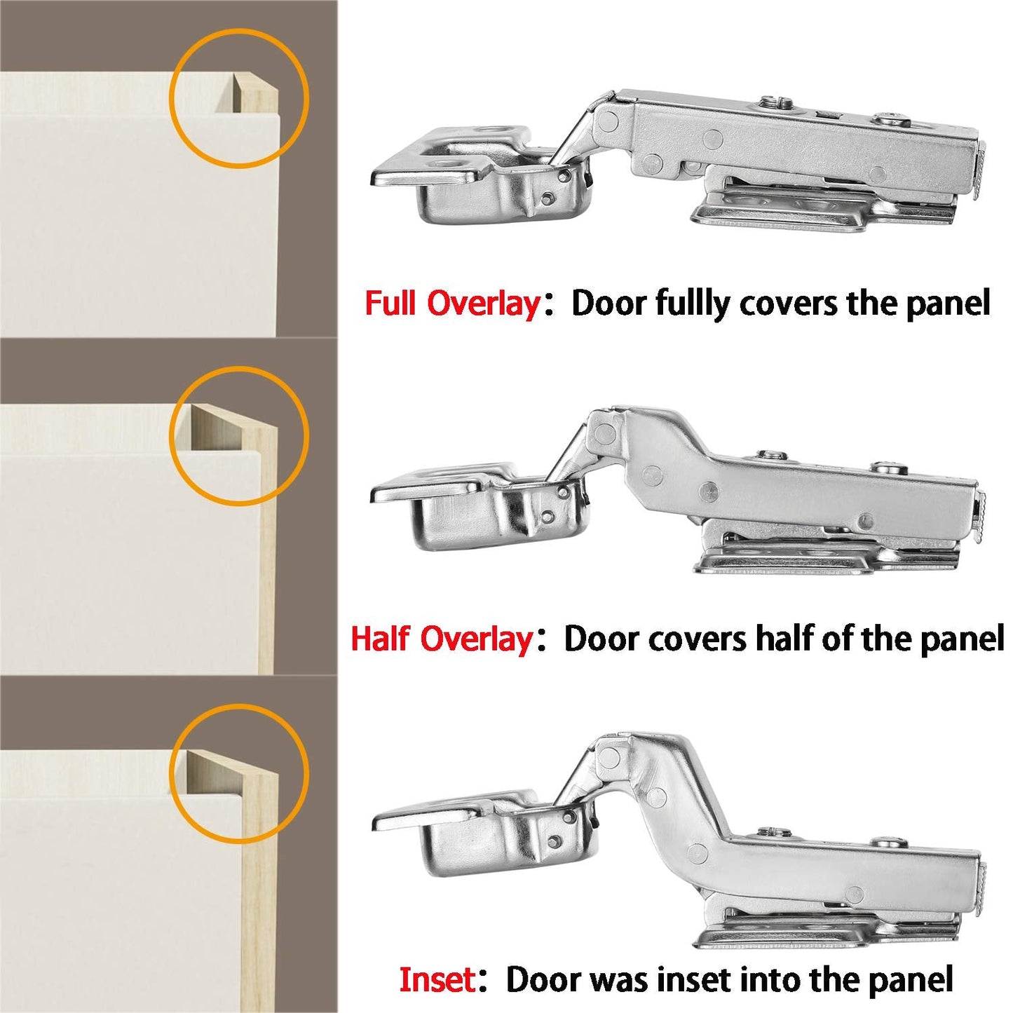 Cabinet Hinges Soft Close Hinges For Frameless Kitchen Cabinets Door 1.2mm Thickness Stainless Steel Nickel Plated Finish