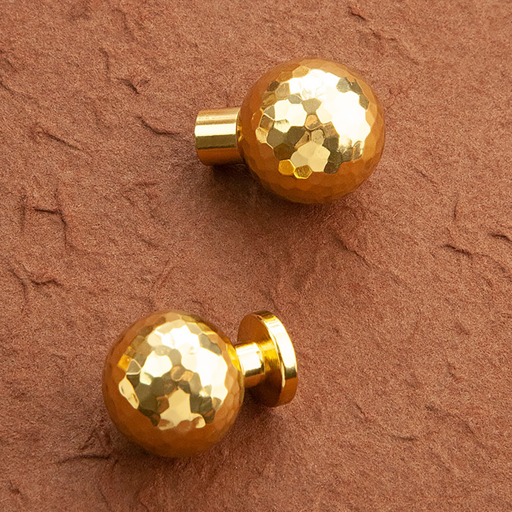 Modern Single Hole Gold Hammer Pattern Cabinet Knobs