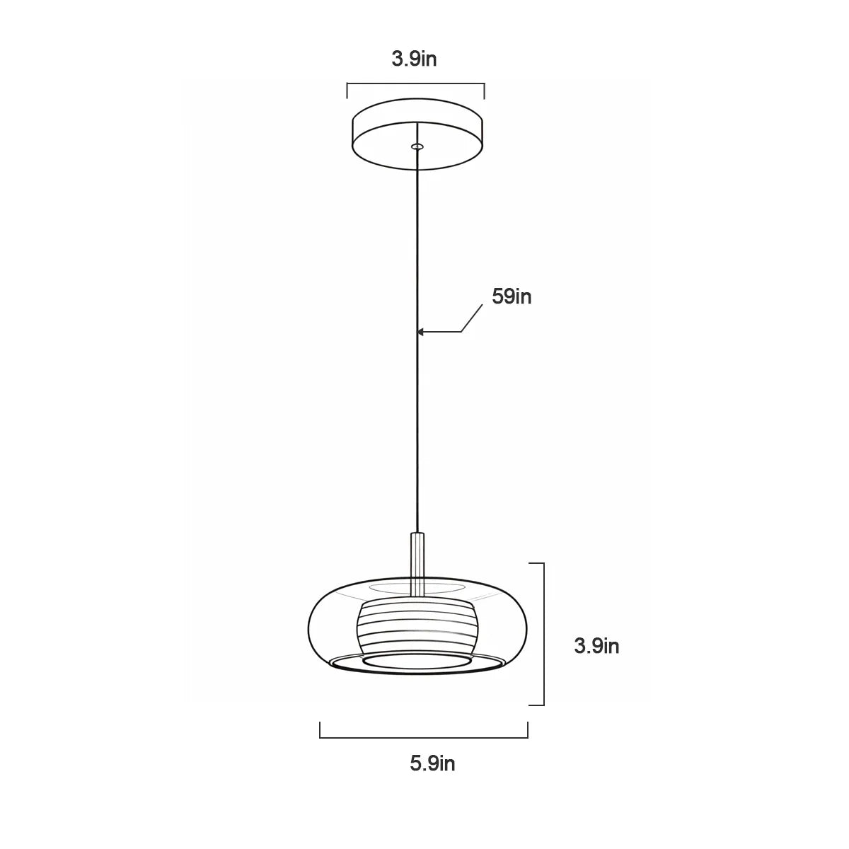 Smoked round rope pendant