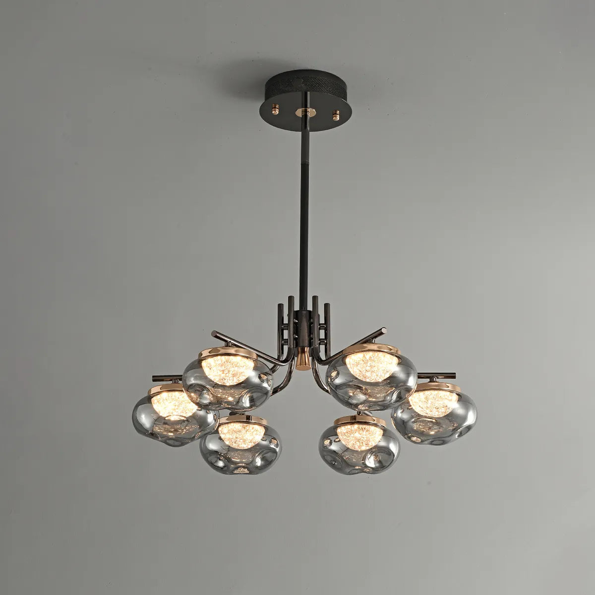 Smoked glass round pendant lamp