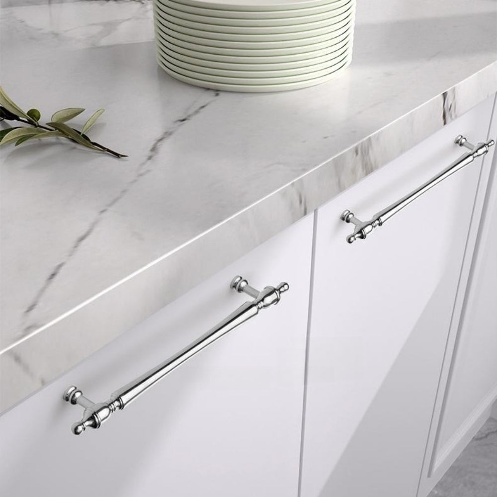 Chrome-Plated Drawer Handle Wardrobe Handle Bright Silver Cabinet Door Handle