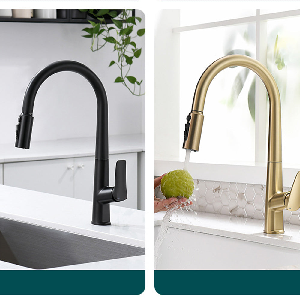 Deck Mounted Pull Out Hot Cold Mixer Kitchen Sink Faucet