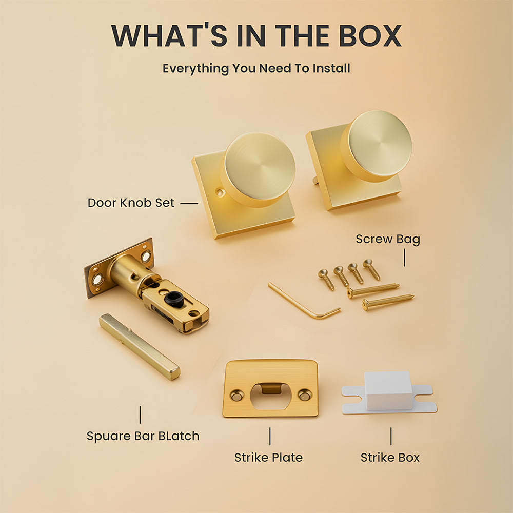 Privacy Square Door Knobs for Doors Bathroom Bedroom