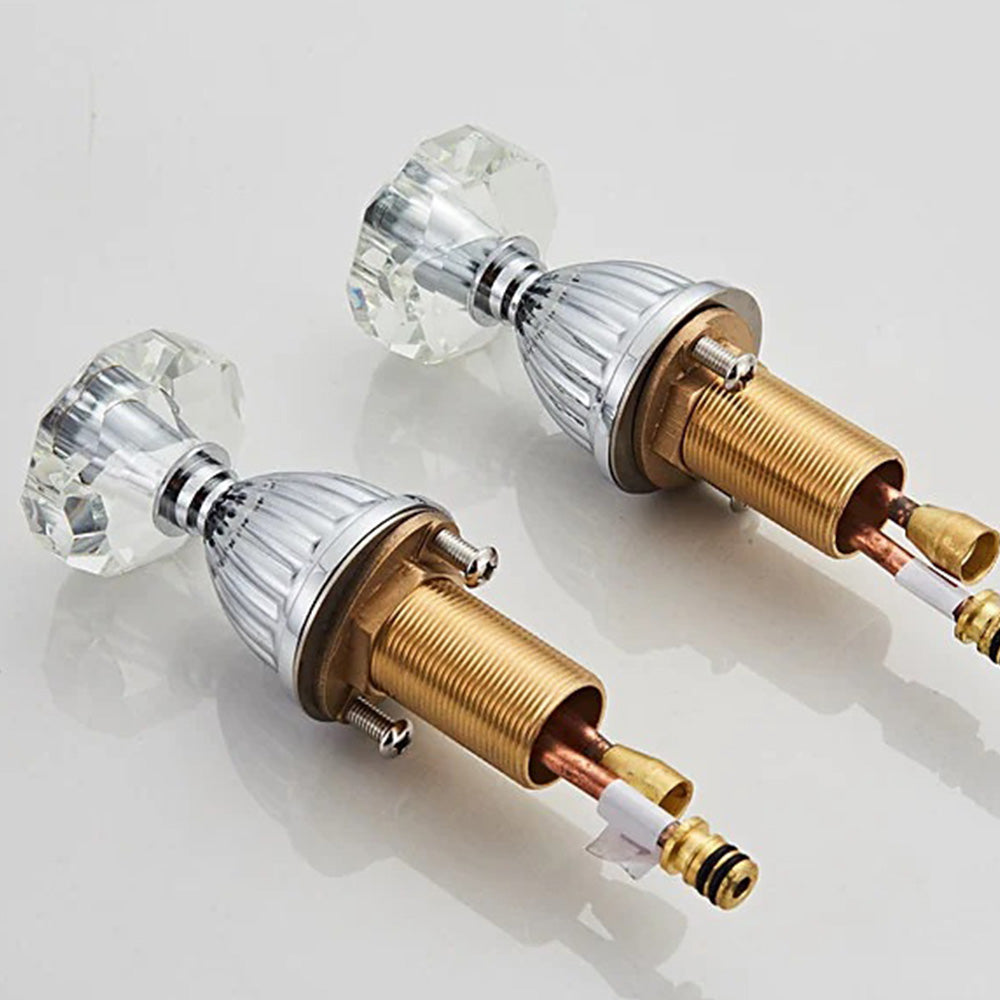 Retro Crystal Handles 3 Holes Widespread Bathroom Faucet