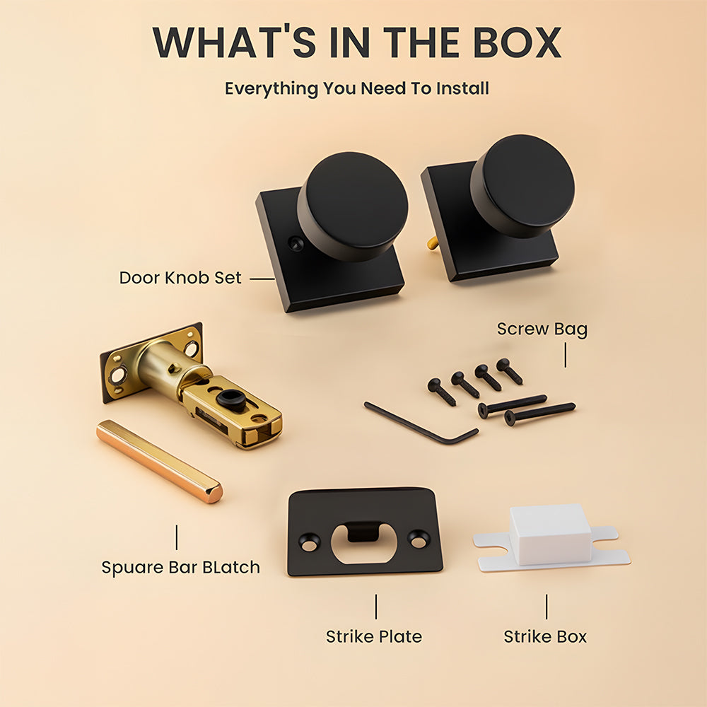 Heavy Duty Square Door Knobs for Closet Doors Hallway Bathroom