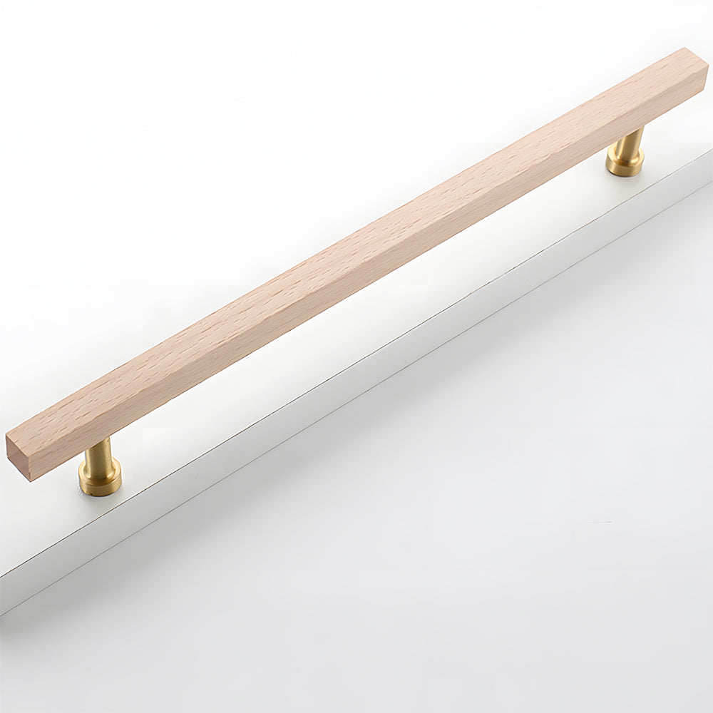 Brass Base Wooden Square Cabinet Handles