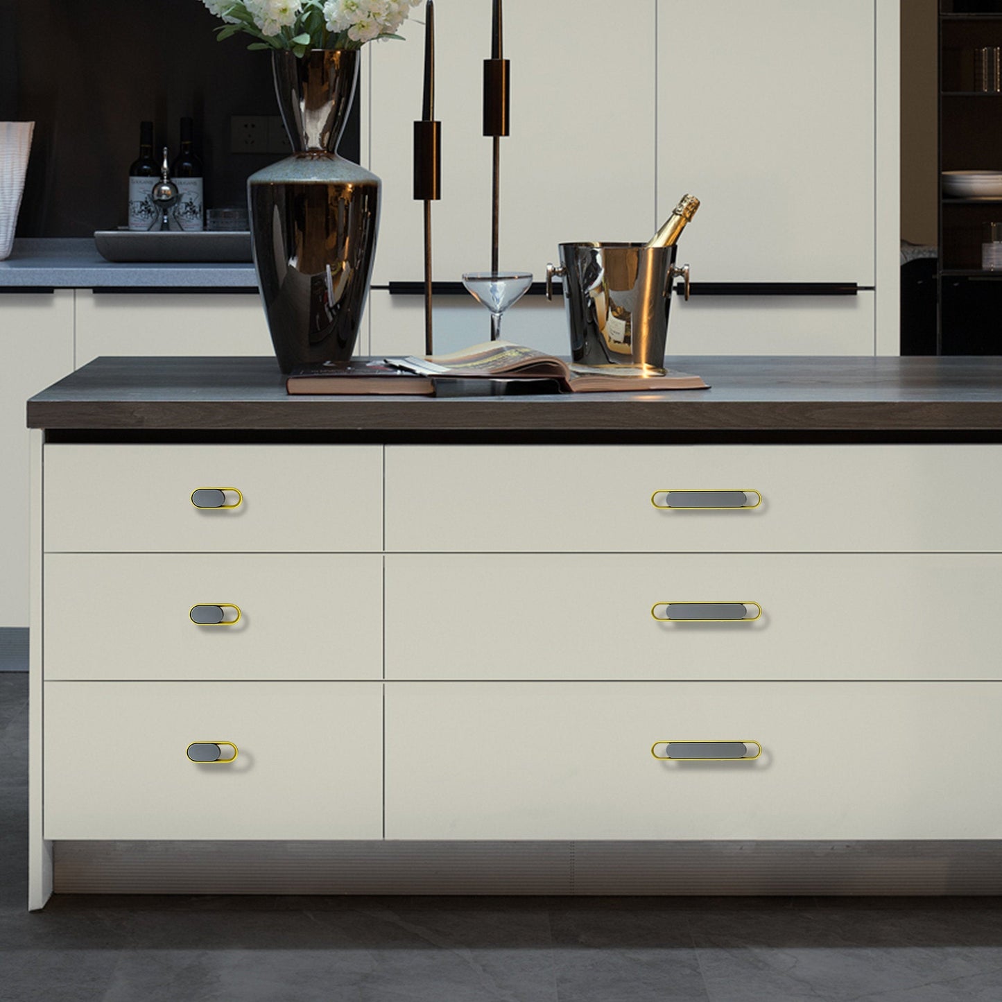 Modern Gold Chrome Kitchen Cabinet Handle and Knobs