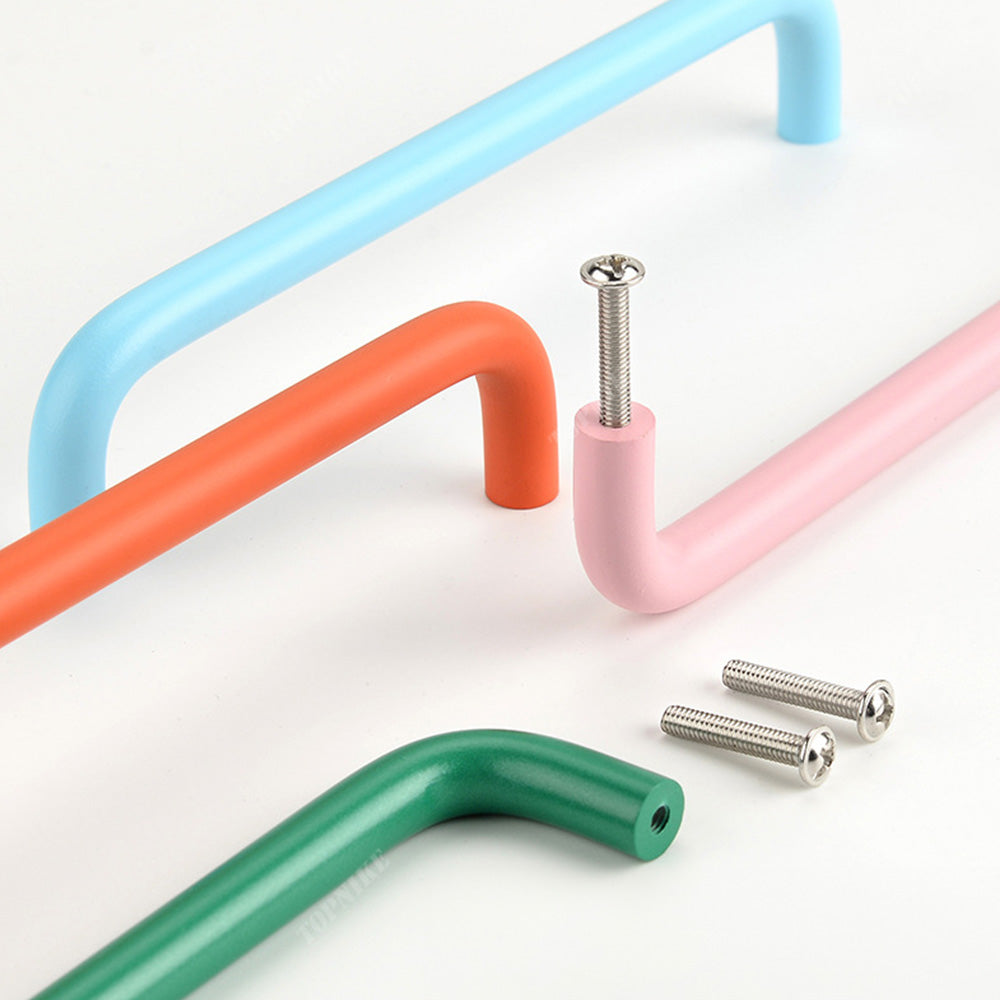 Colorful Small Double Curved Wardrobe Handles For Children's Room