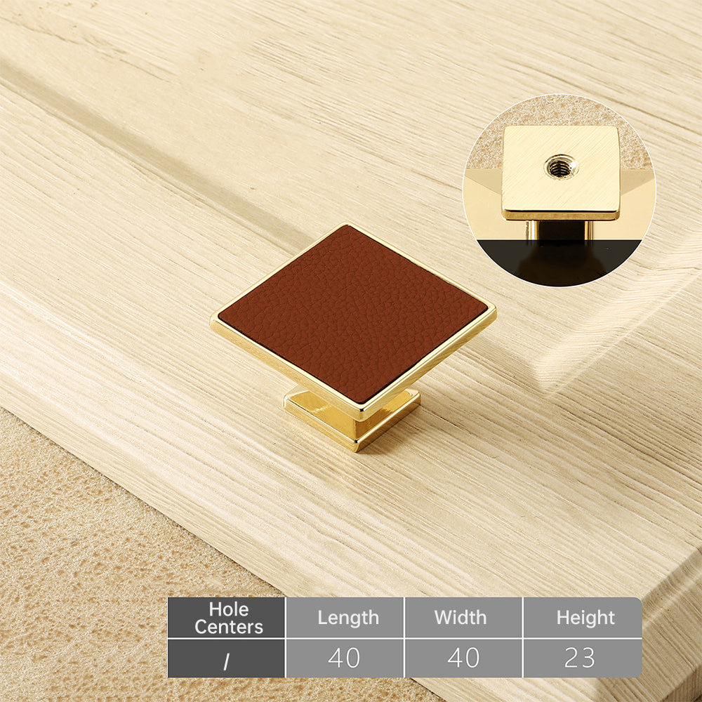 Stylish Gold Brown Leather Kitchen Cabinet Handles
