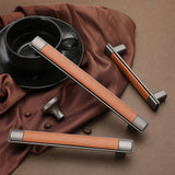 Retro Brown Leather Drawer Handles