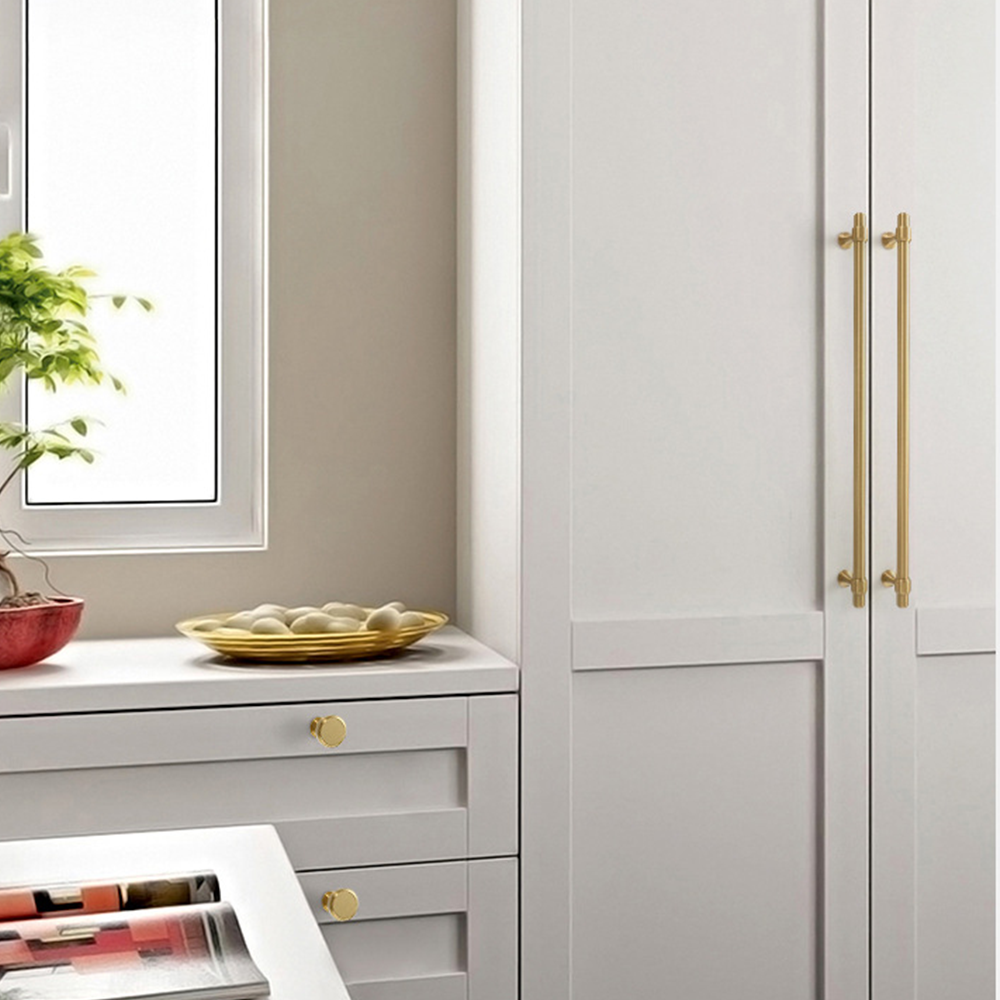 Gold Modern Brass Kitchen T-Bar Cabinet Drawer Pulls