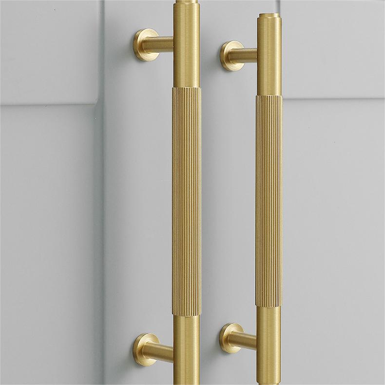 Modern Solid Brass Striped Bar Cabinet and Drawer Pulls
