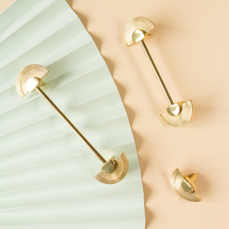 Gold Brass Scalloped Wardrobe Cabinet Pulls