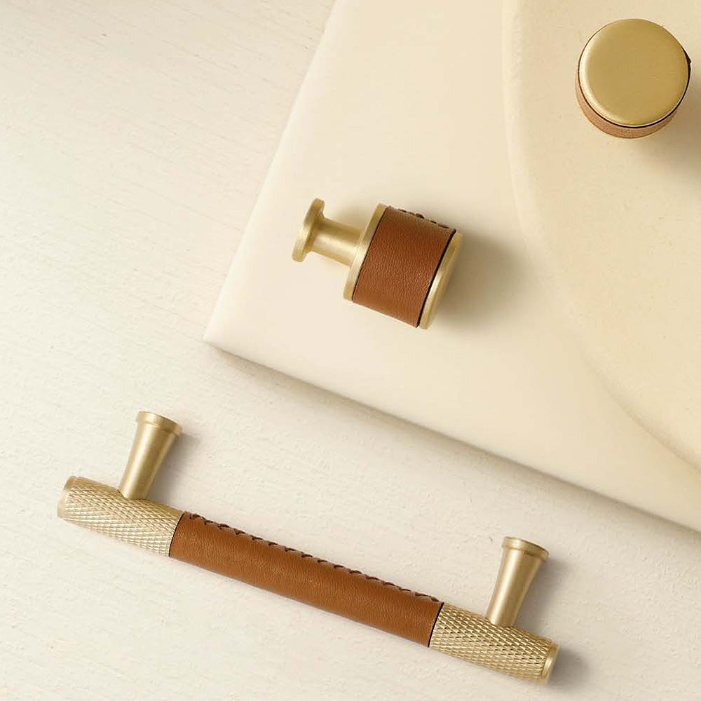Cowhide Pure Brass Modern Simple Drawer Cabinet Handle