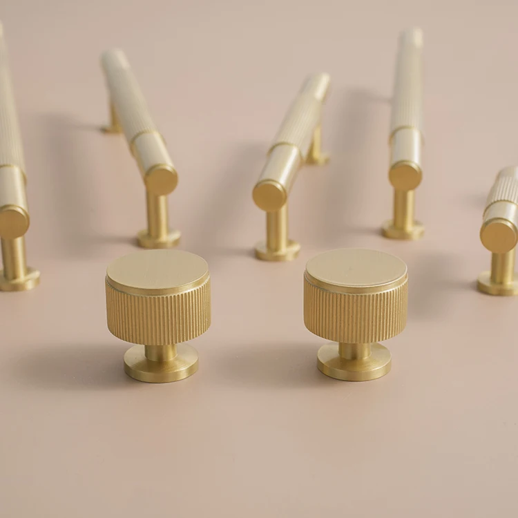 Modern Solid Brass Striped Bar Cabinet and Drawer Pulls