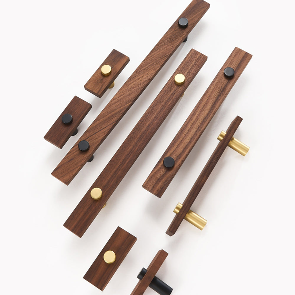 Stylish and Durable Walnut Brass Cabinet Handles