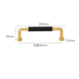 Polished Brass and Leather Cabinet Handles