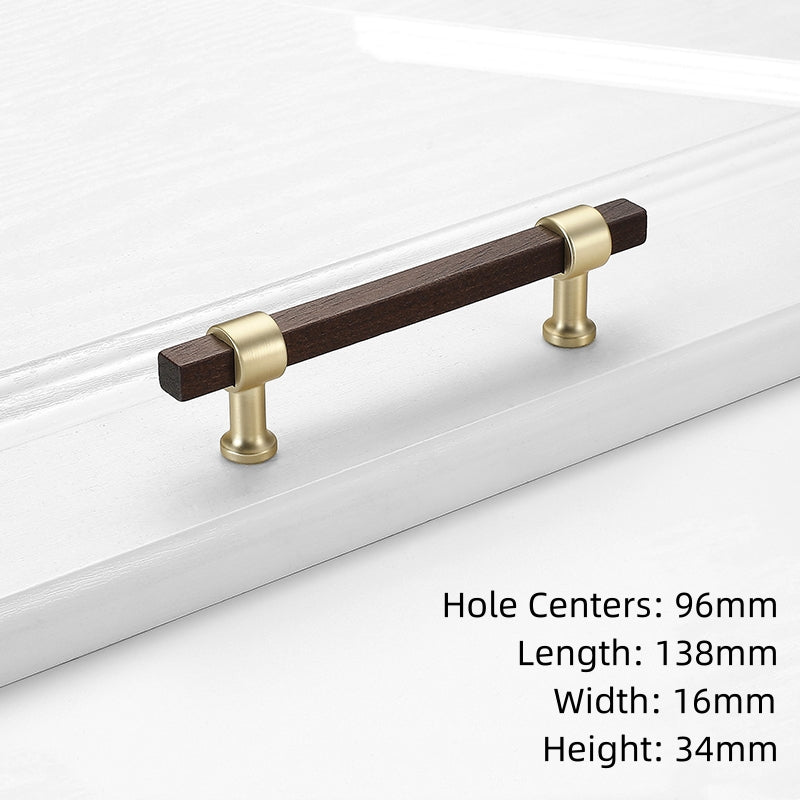 Black Walnut Square Cabinet Handles Beech Wood Drawer Pulls