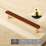Stylish Gold Brown Leather Kitchen Cabinet Handles