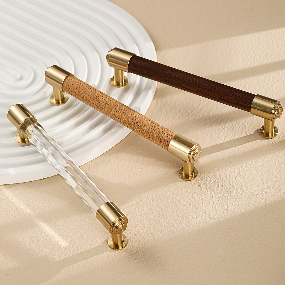 Brass Crystal Handle Cabinet Drawer Double Hole Pulls
