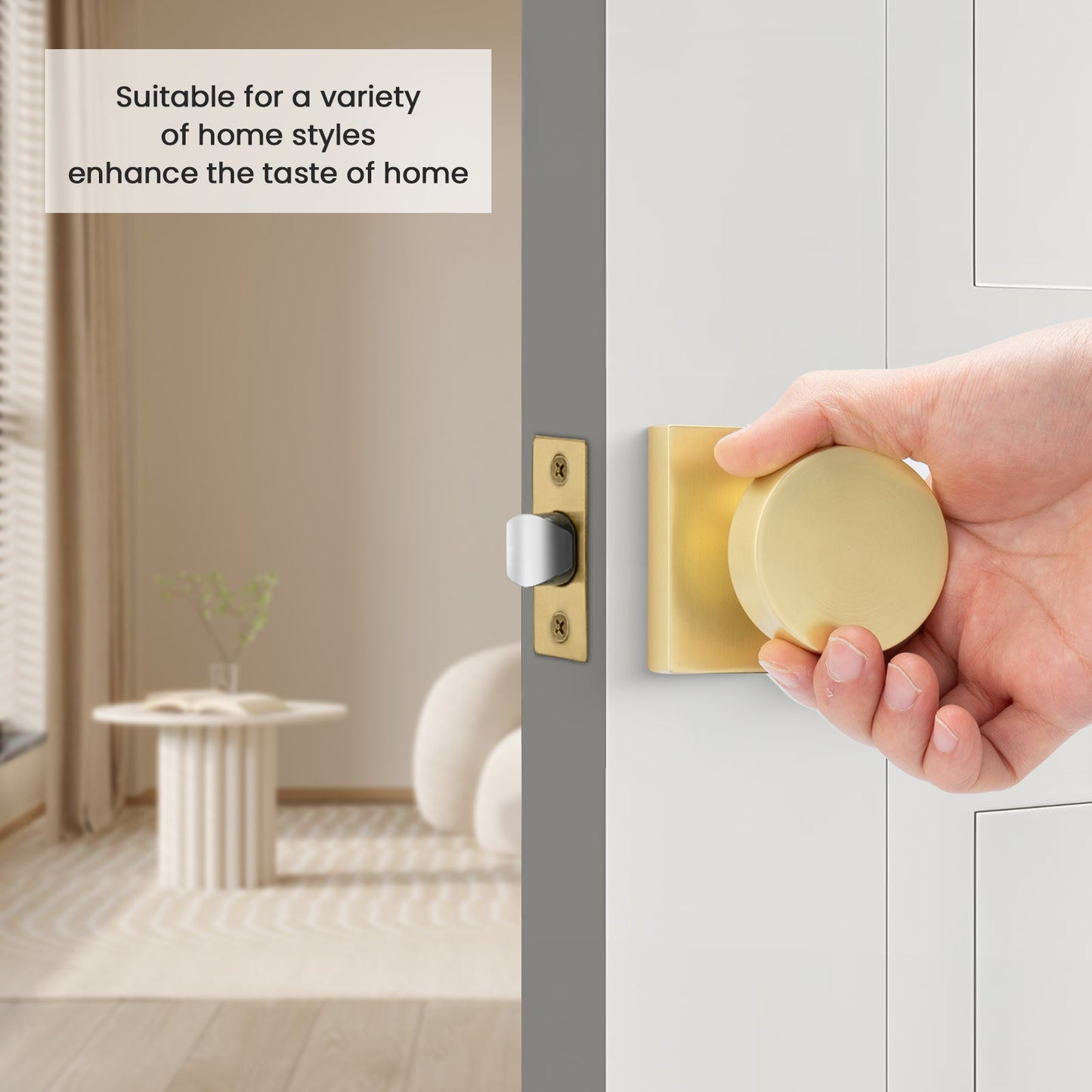 Zinc Alloy Square Passage Interior Door Knobs for Bedroom