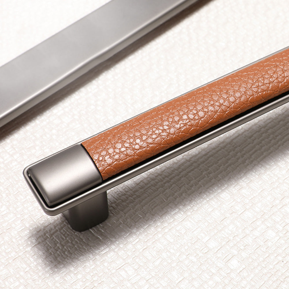 Retro Brown Leather Drawer Handles