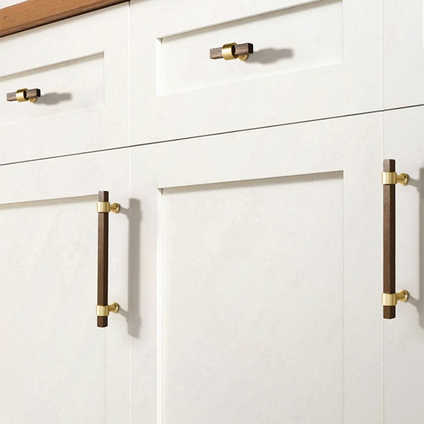 Black Walnut Square Cabinet Handles Beech Wood Drawer Pulls