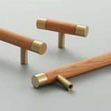 Wooden Brushed Brass Handles for Furniture Cabinet Cupboard Door