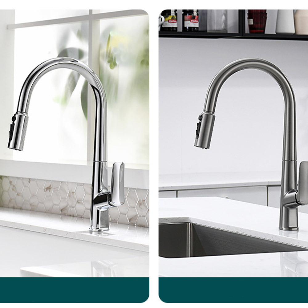 Deck Mounted Pull Out Hot Cold Mixer Kitchen Sink Faucet