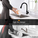 Single Handle Black Kitchen Faucet with Pull Down Sprayer