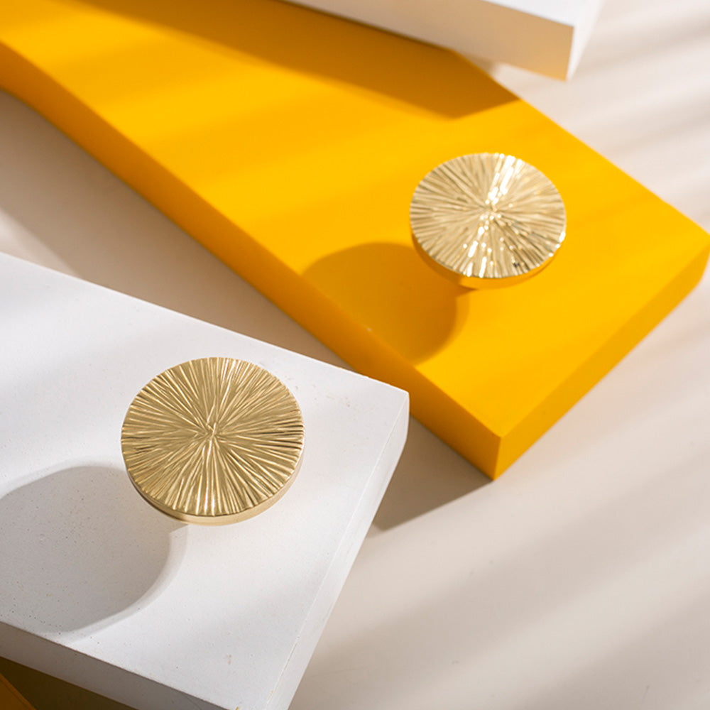 Solid Brass Texture Knob Cabinet Pulls Knobs