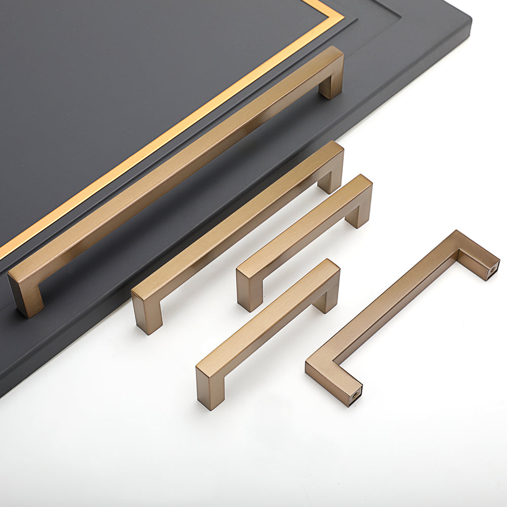 Champagne Bronze Square Cabinet Pulls for Kitchen
