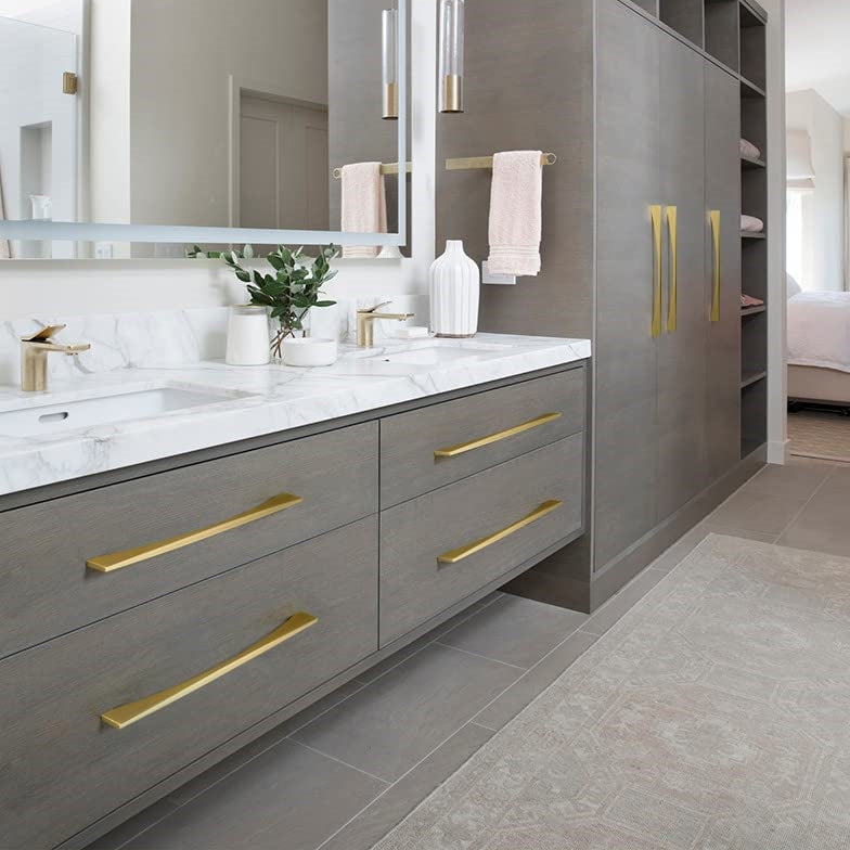 Modern Gold Brass Cabinet and Drawer Handles
